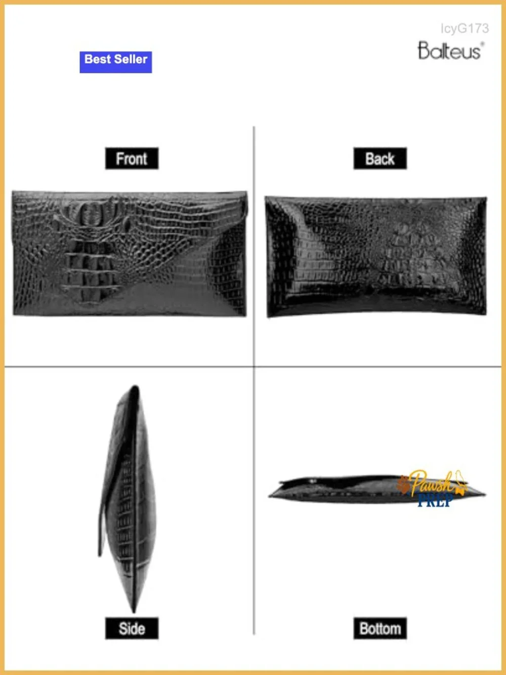 Faux Leather Croc-Embossed Envelope Clutch with Buckle Closure for Formal Events